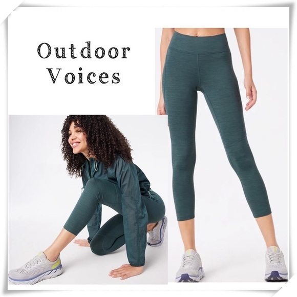 OUTDOOR Voices Core 3/4 Leggings Tights in Ever Green - Picture 1 of 8